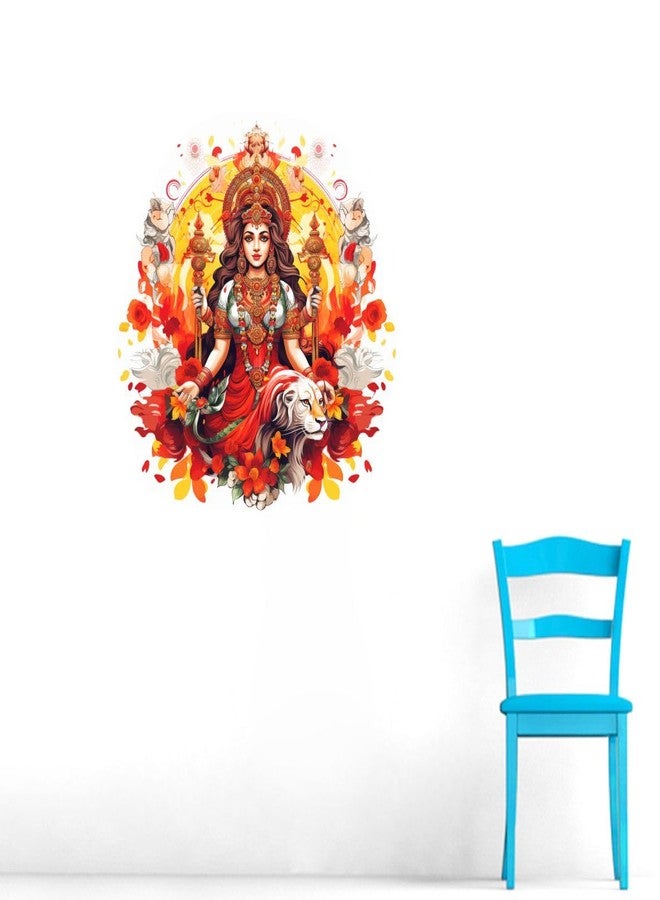 Sticker Studio Durga Maa Wall Sticker for Home Decor - Ideal for Living Room, Bedroom, Hall, Kids Room, Play Room (Size -20 cm x 19cm) - Image 1